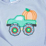Pumpkin Truck Blue Stripe Long Sleeve Shirt