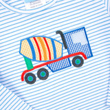 Construction Truck Blue Stripe Long Sleeve Shirt