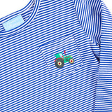 Tractor Royal Blue Stripe Long Sleeve Pocket Shirt
