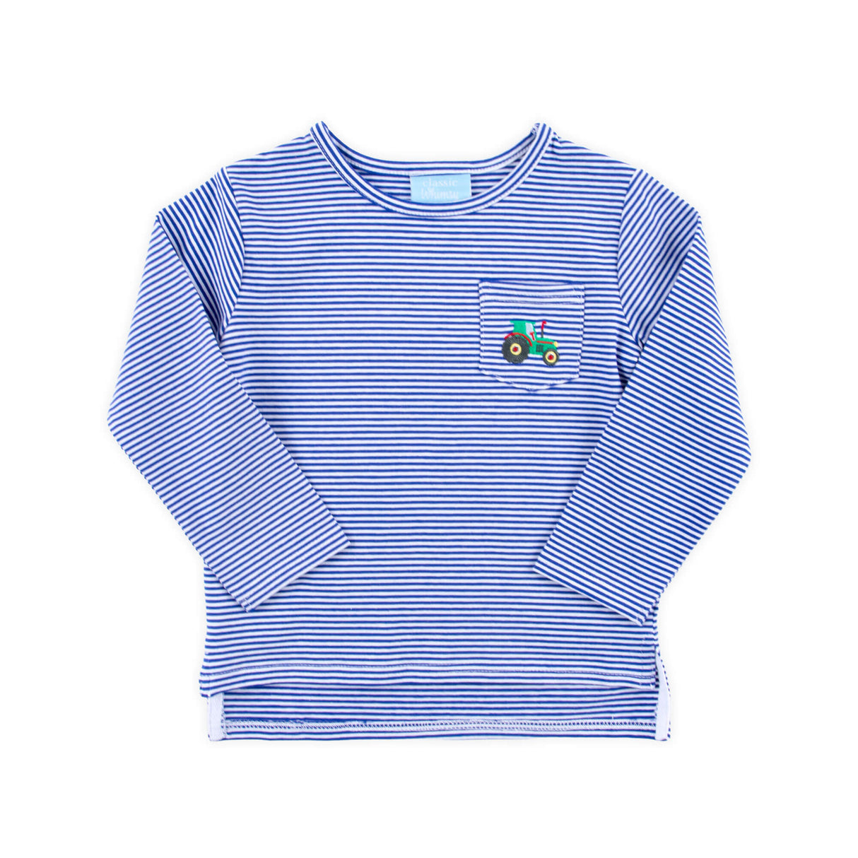 Tractor Royal Blue Stripe Long Sleeve Pocket Shirt