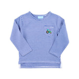 Tractor Royal Blue Stripe Long Sleeve Pocket Shirt