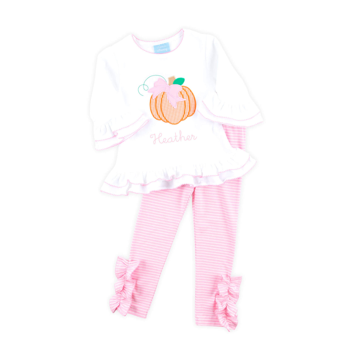Cute Pumpkin Pink Stripe Milly Legging Set