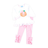 Cute Pumpkin Pink Stripe Milly Legging Set
