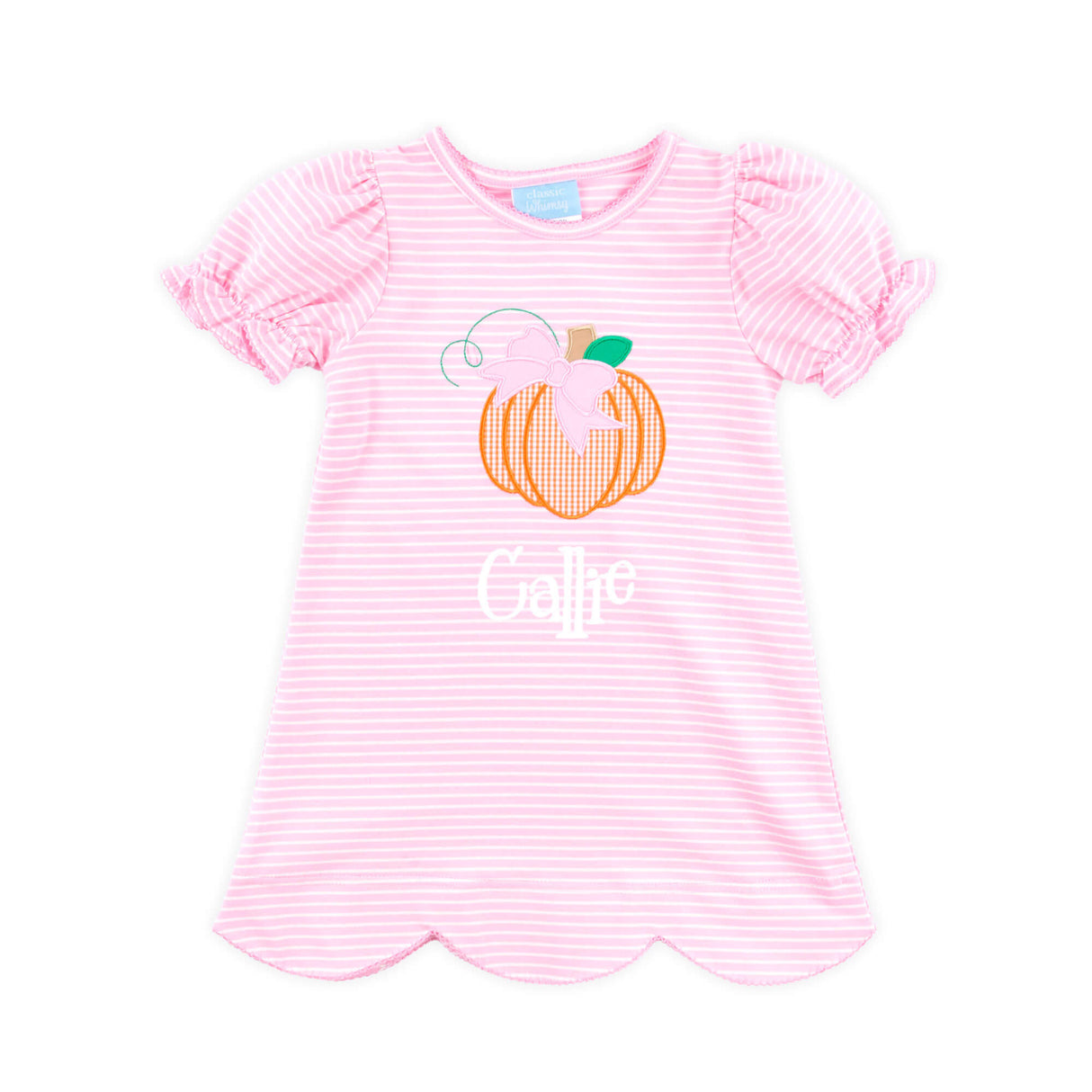 Cute Pumpkin Pink Stripe Cleo Dress