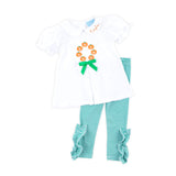 Pumpkin Wreath Green Stripe Claire Legging Set