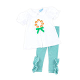 Pumpkin Wreath Green Stripe Claire Legging Set