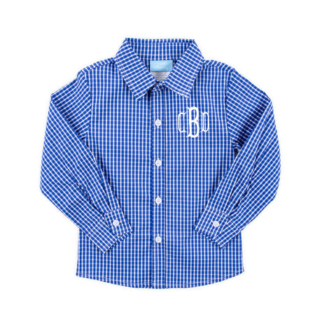 Royal Blue Windowpane Button Down Shirt