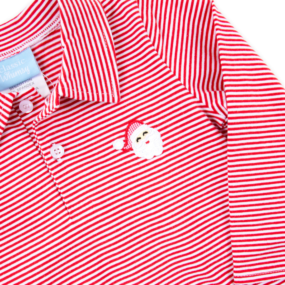 Happy Santa Red Stripe Polo Romper