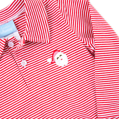 Happy Santa Red Stripe Polo Romper