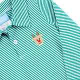 Reindeer Green Stripe Polo Romper