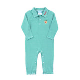Reindeer Green Stripe Polo Romper