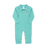 Reindeer Green Stripe Polo Romper