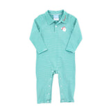 Happy Santa Green Stripe Polo Romper