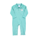 Happy Santa Green Stripe Polo Romper