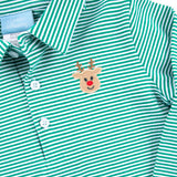 Reindeer Green Stripe Long Sleeve Polo Shirt