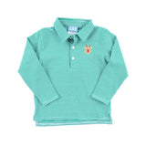 Reindeer Green Stripe Long Sleeve Polo Shirt