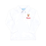 Reindeer White Long Sleeve Polo Shirt