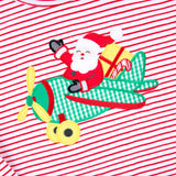 Santa's Airplane Red Stripe Long Sleeve Shirt
