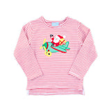 Santa's Airplane Red Stripe Long Sleeve Shirt
