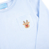 Reindeer Light Blue Stripe Long Sleeve Pocket Shirt