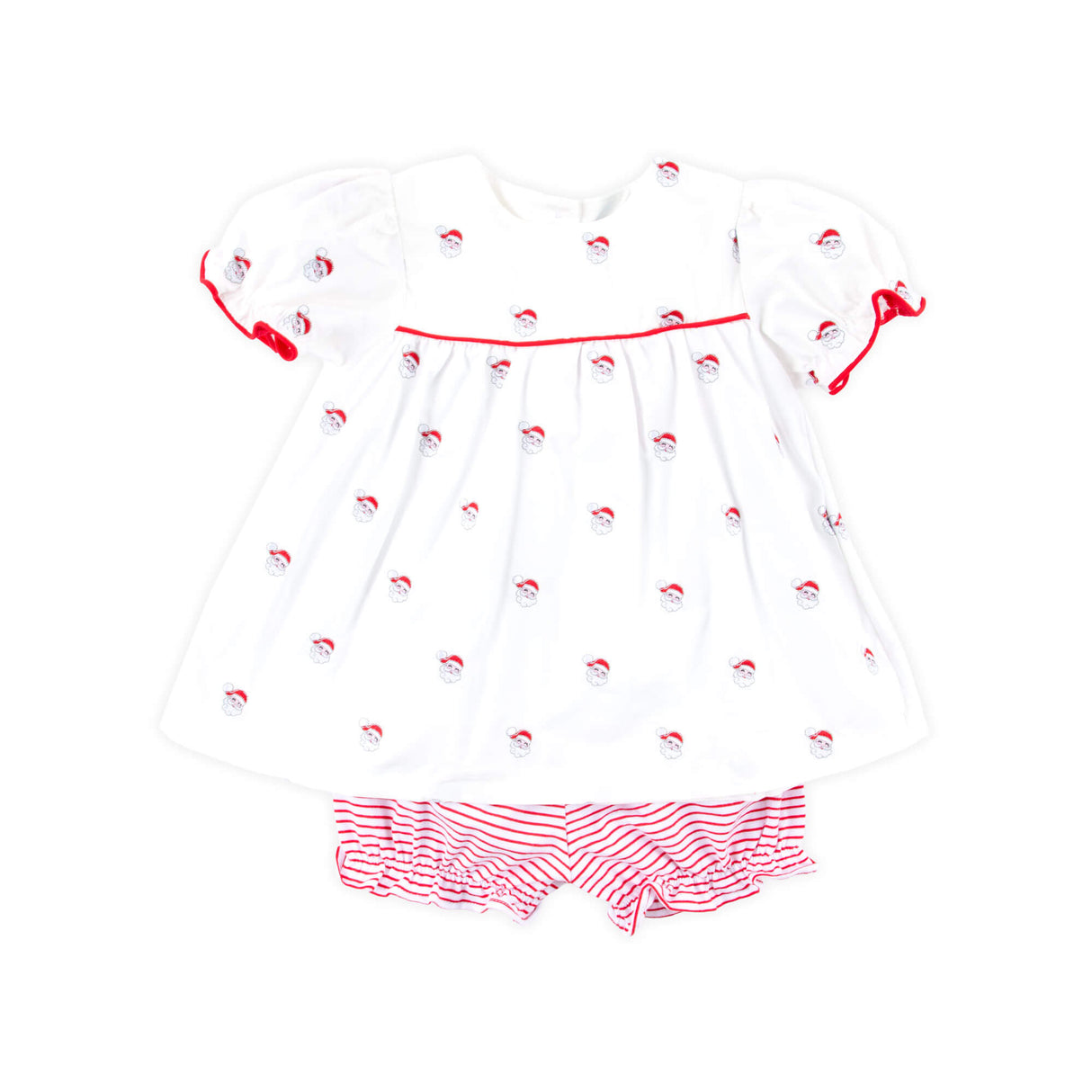 Happy Santa Schiffli White Blair Bloomer Set