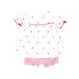 Happy Santa Schiffli White Blair Bloomer Set