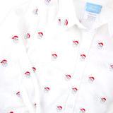 Happy Santa Schiffli White Button Down Shirt