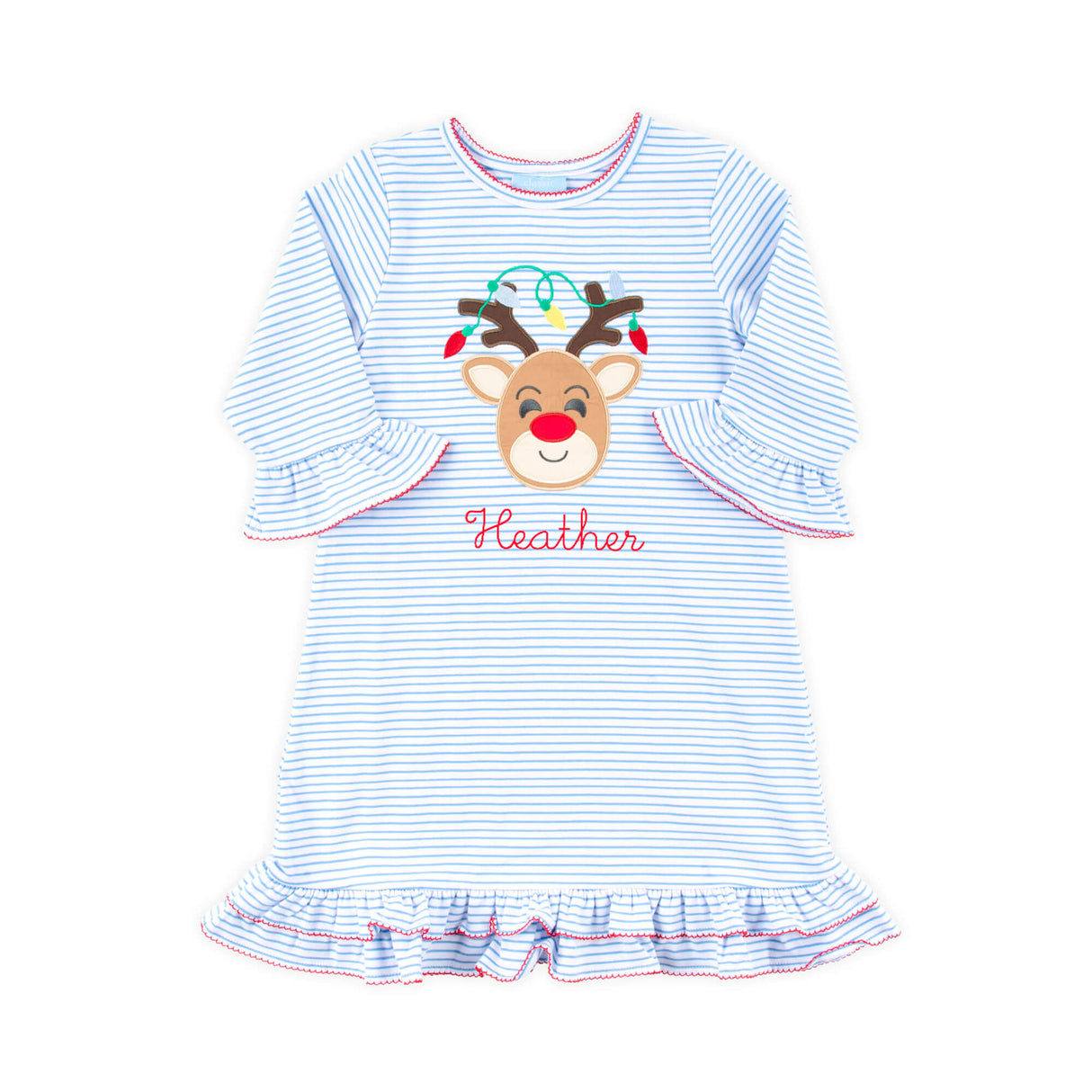 Reindeer Lights Blue Stripe Milly Dress