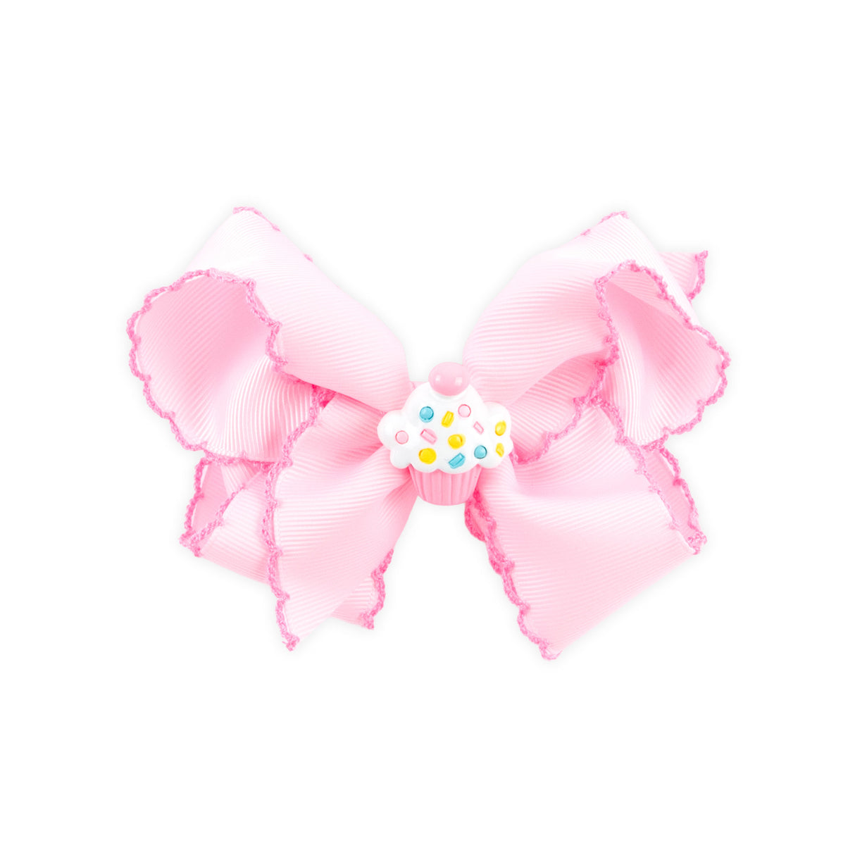 Birthday Cupcake Charm Moonstitch Hair Bow