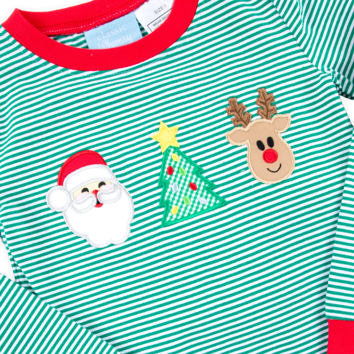 Christmas Cheer Green Stripe Pajamas