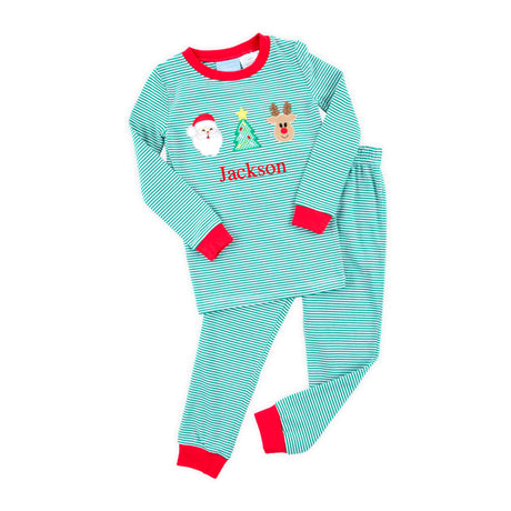 Christmas Cheer Green Stripe Pajamas