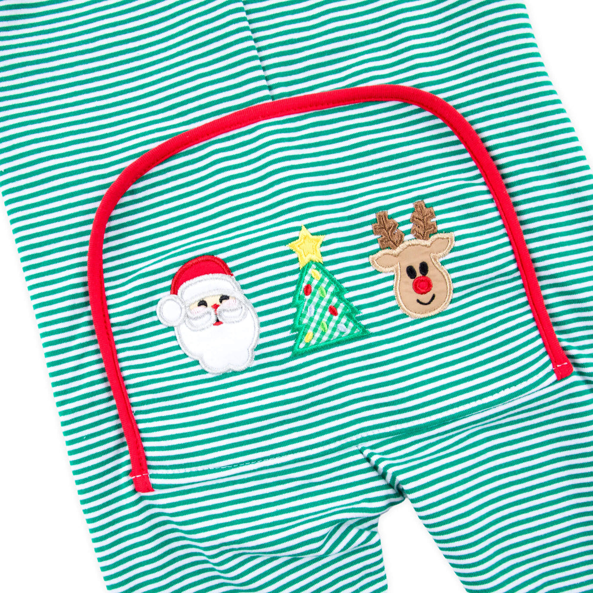 Christmas Cheer Green Stripe Zip Sleeper