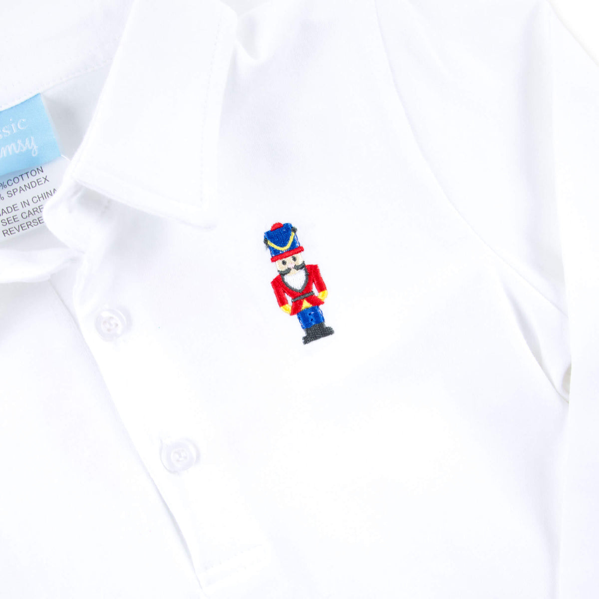Nutcracker White Long Sleeve Polo Shirt