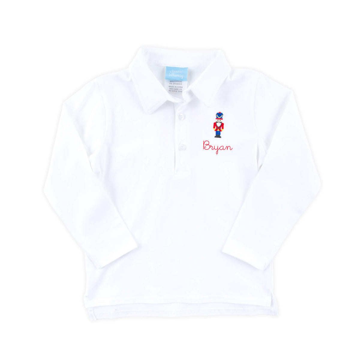 Nutcracker White Long Sleeve Polo Shirt