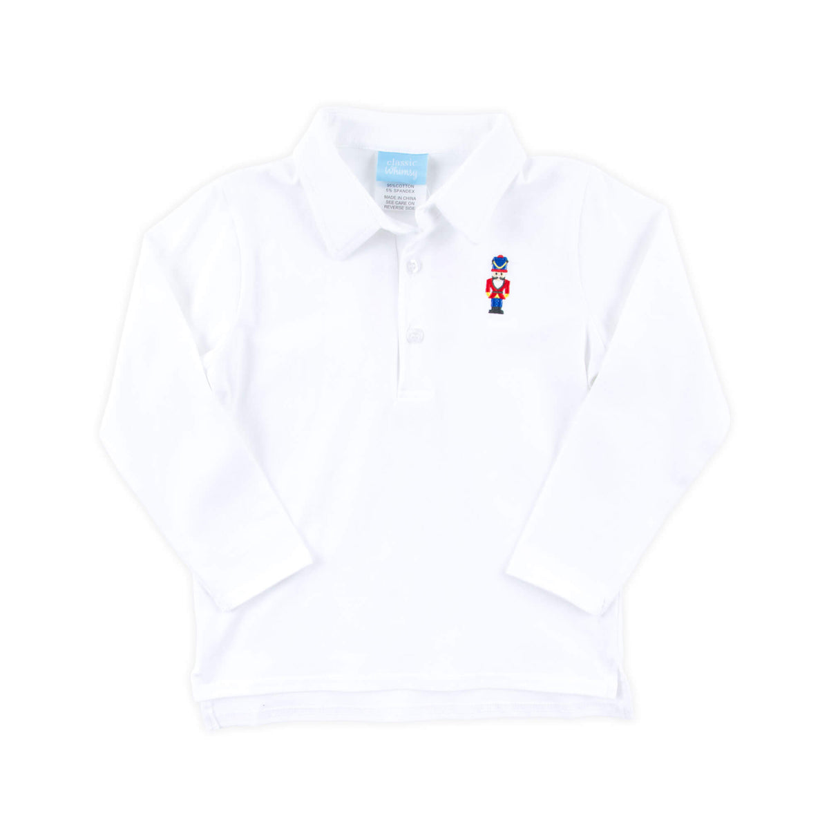 Nutcracker White Long Sleeve Polo Shirt