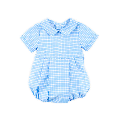 French Blue Windowpane Collared Bubble