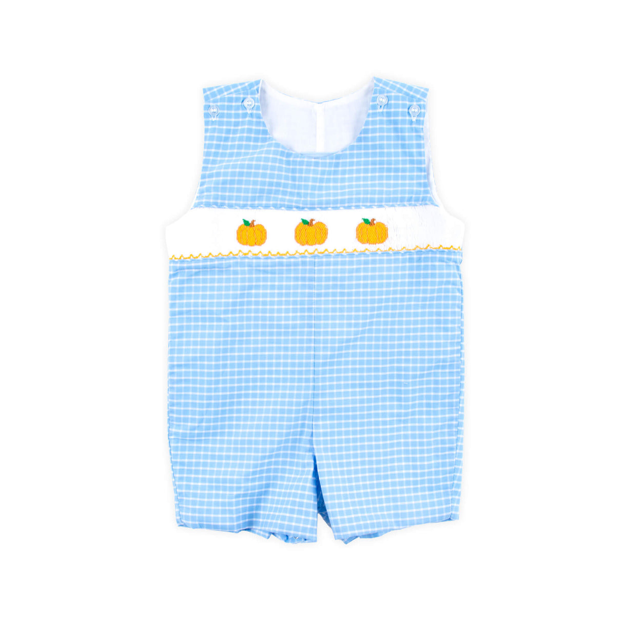 Pumpkin Trio Smocked French  Blue Windowpane Jon Jon