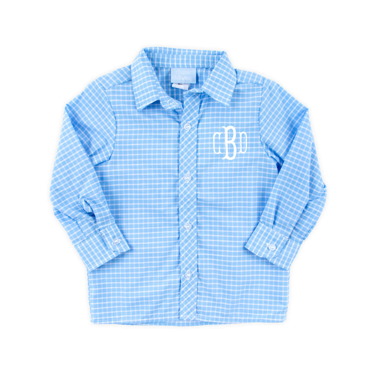 French Blue Windowpane Button Down Shirt