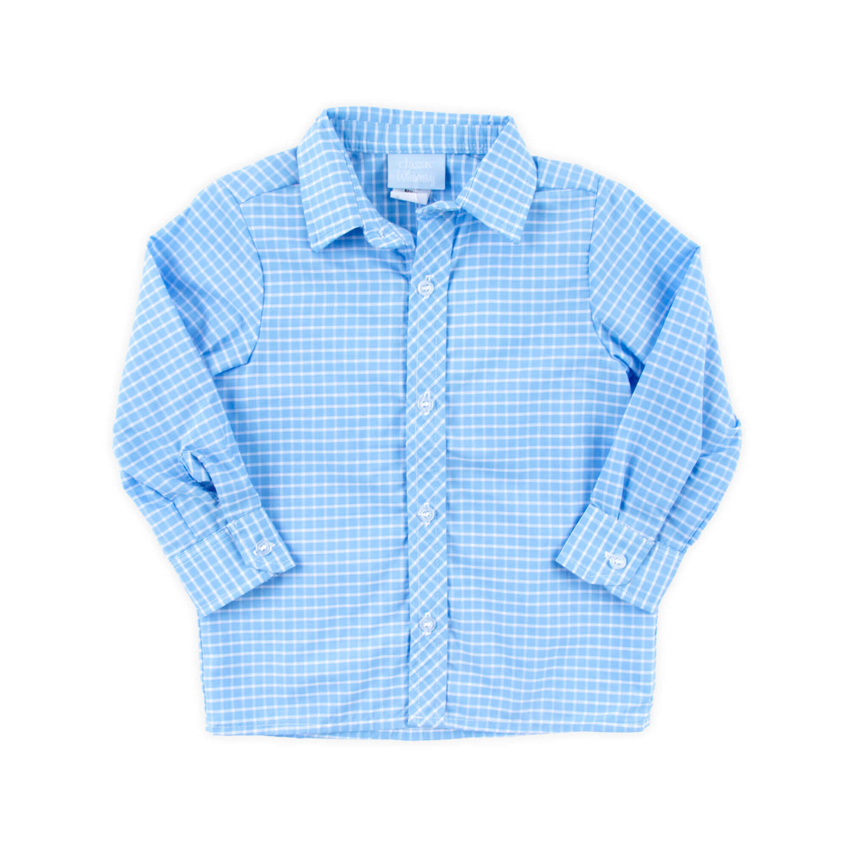 French Blue Windowpane Button Down Shirt