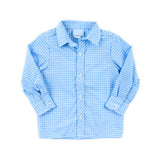 French Blue Windowpane Button Down Shirt