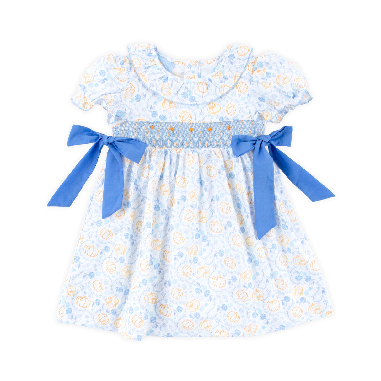 Pumpkin & Peonies Blue Beverly Dress