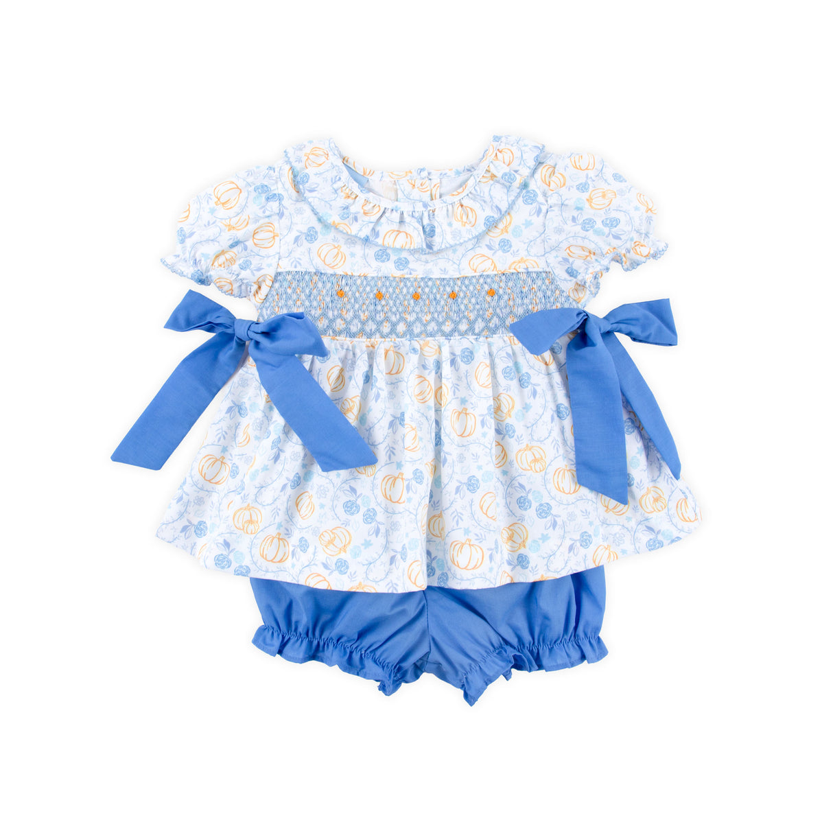 Pumpkin & Peonies Blue Beverly Bloomer Set