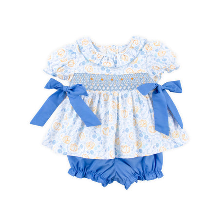 Pumpkin & Peonies Blue Beverly Bloomer Set