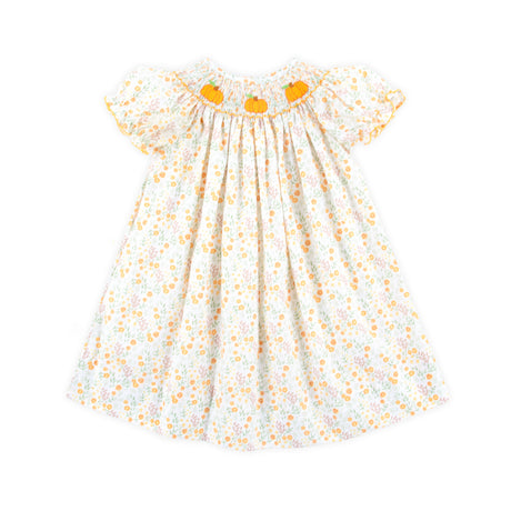 Autumn Petal Pumpkin Smocked Bishop Dress