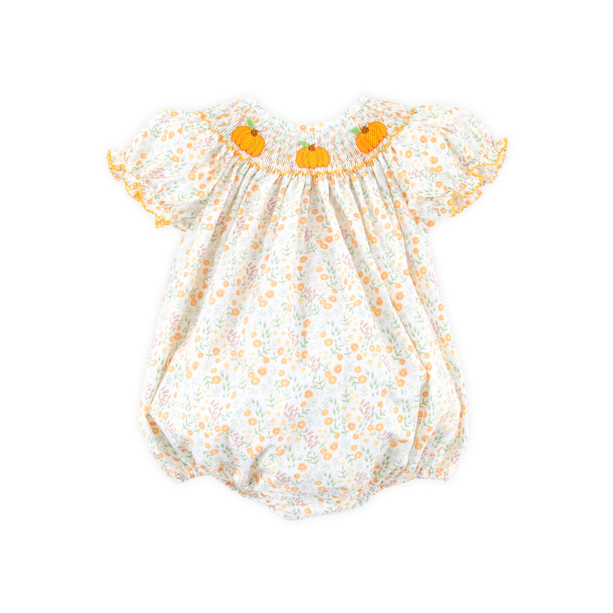 Autumn Petal Pumpkin Smocked Bishop Bubble