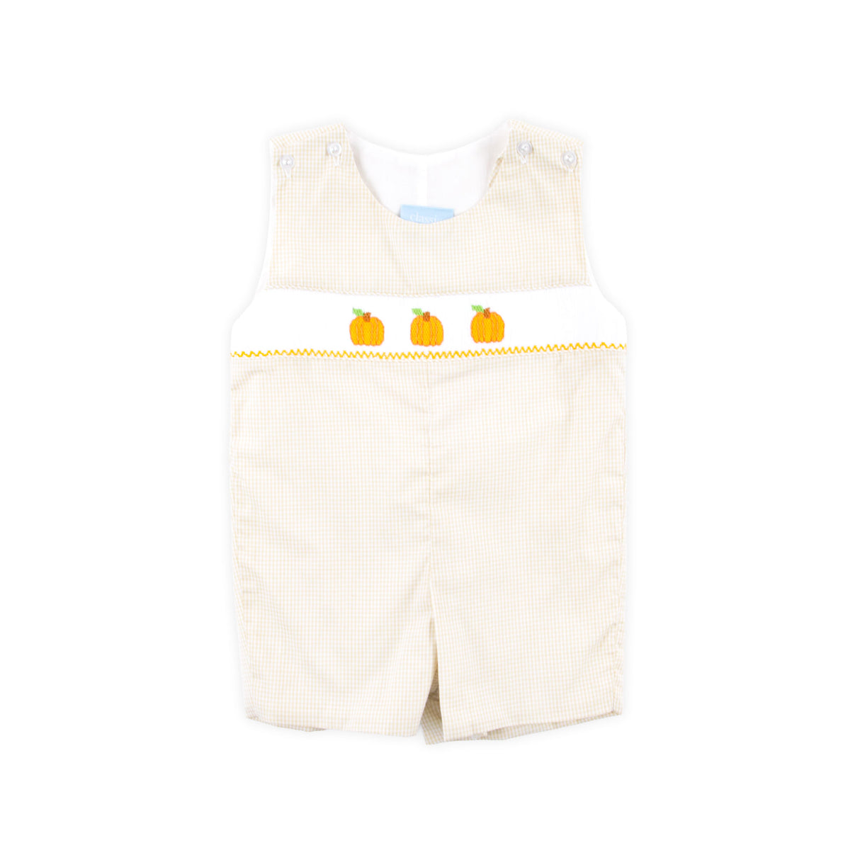Autumn Pumpkin Smocked Tan Gingham Jon Jon