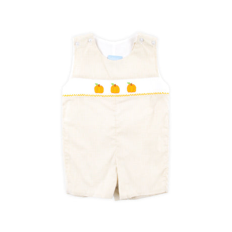 Autumn Pumpkin Smocked Tan Gingham Jon Jon