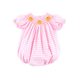 Pumpkin Trio Smocked Pink Check Bishop Bubble