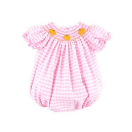 Pumpkin Trio Smocked Pink Check Bishop Bubble