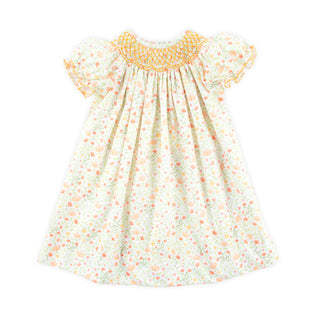 PUMPKIN FLORAL ORANGE SMOCKED BISHOP DRESS